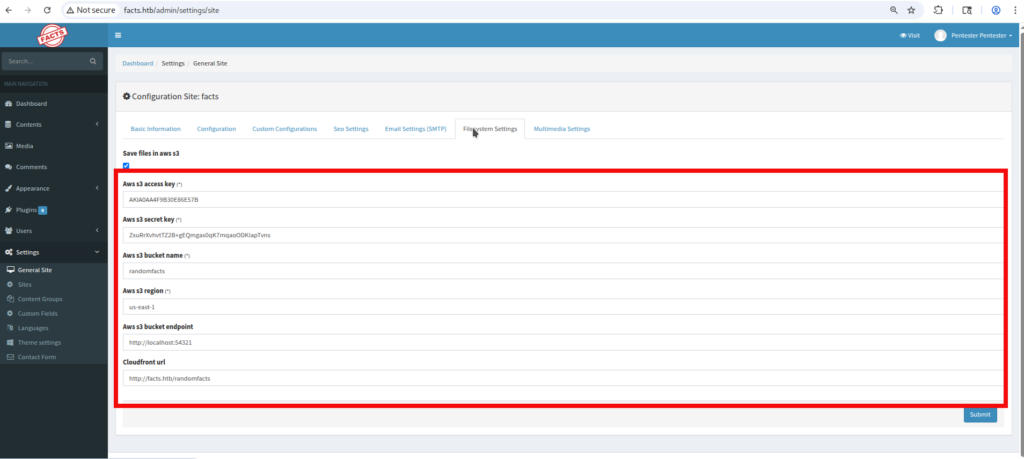 HTB Facts Writeup machine overview