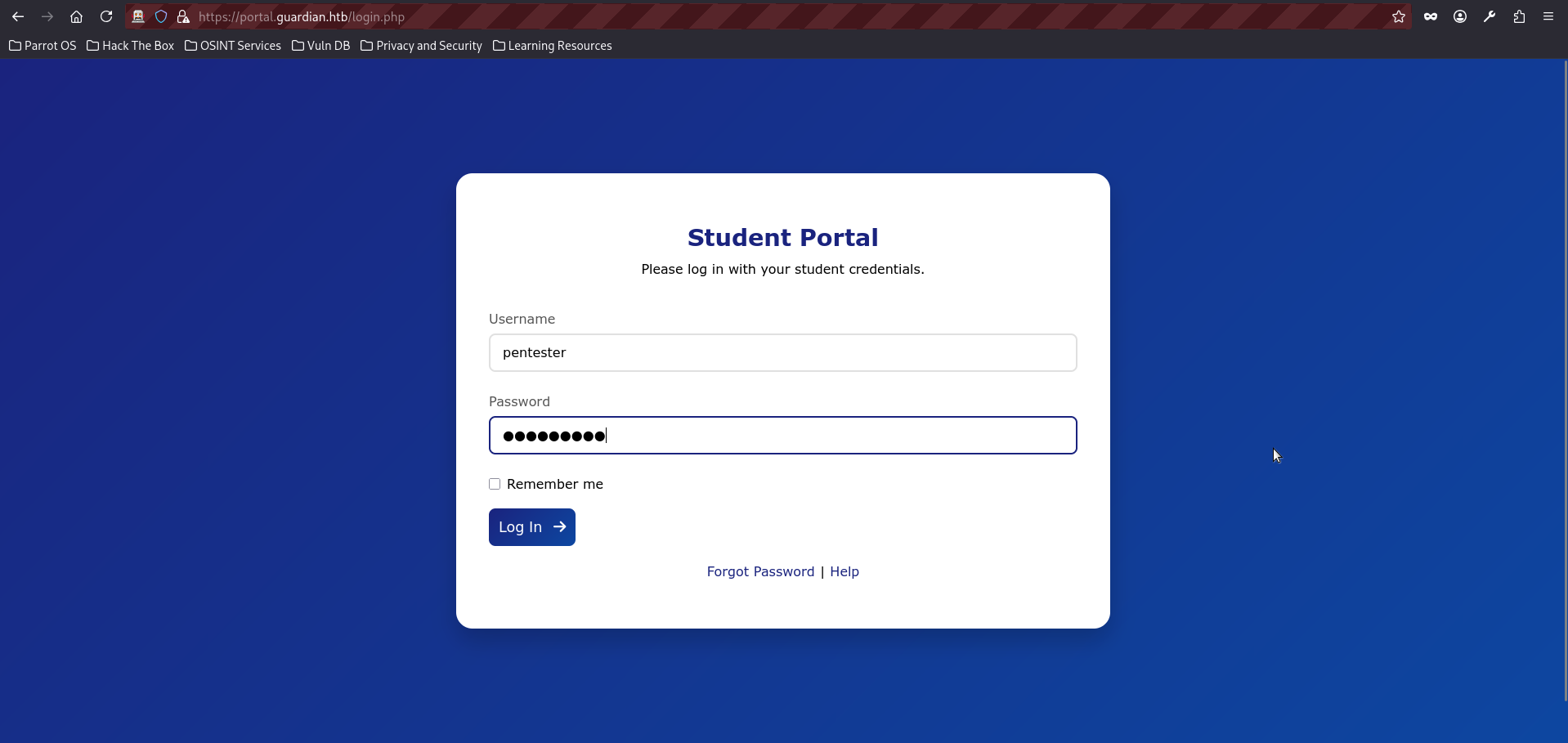 Guardian HTB admin Login
