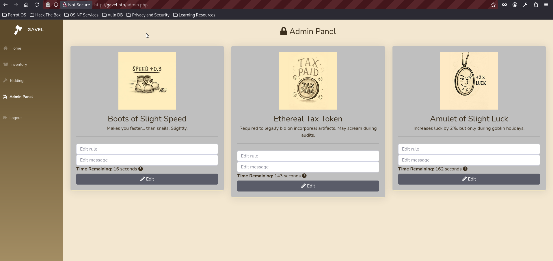 Gavel HTB Writeup admin